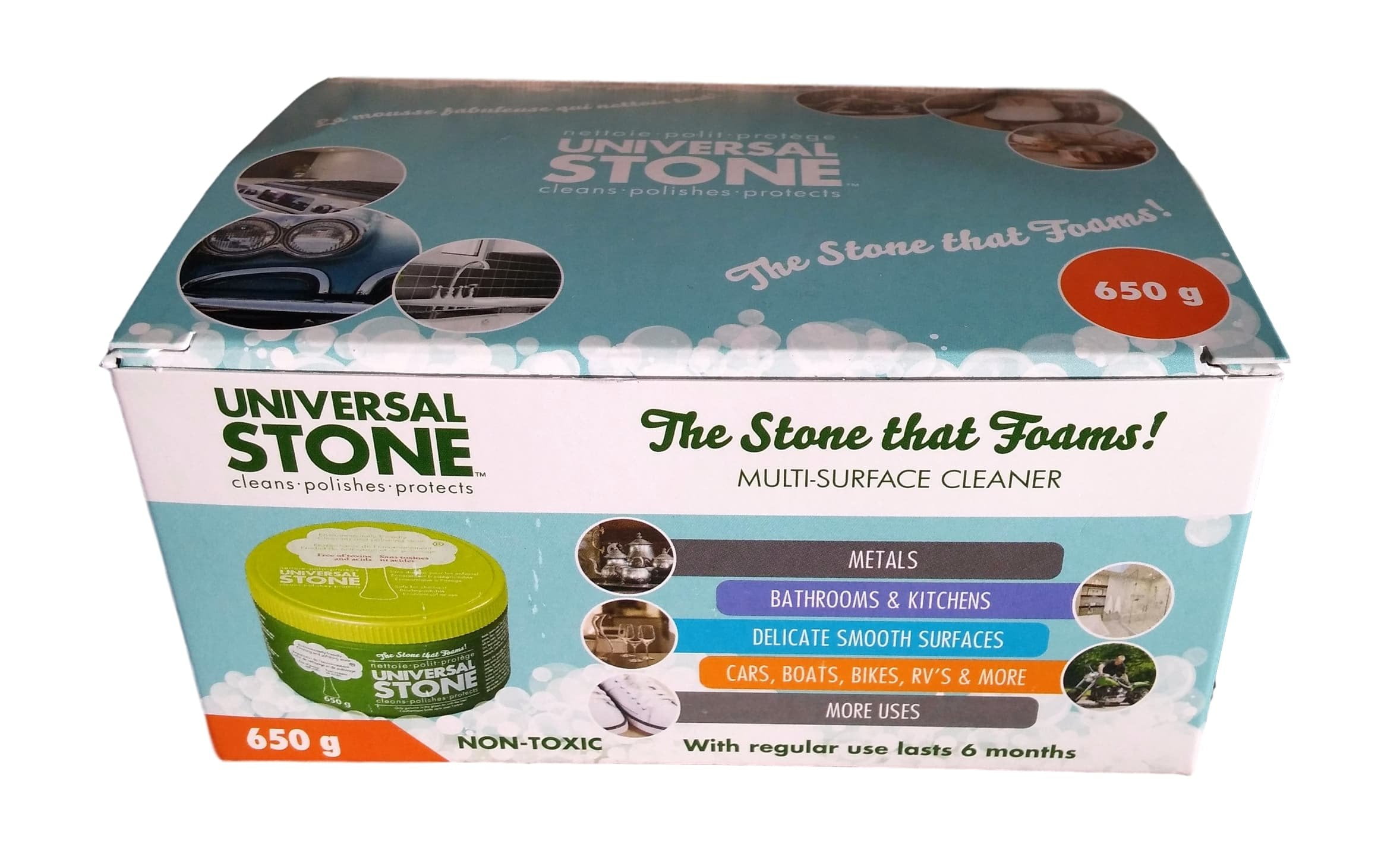 Universal Stone The All Purpose Stone That Foams Cleans Polishes And Protects. Sponge Included