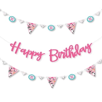 Design Letters Reversible Birthday Bunting - 'Happy Birthday' & 'Surprise Party' Pink Decor
