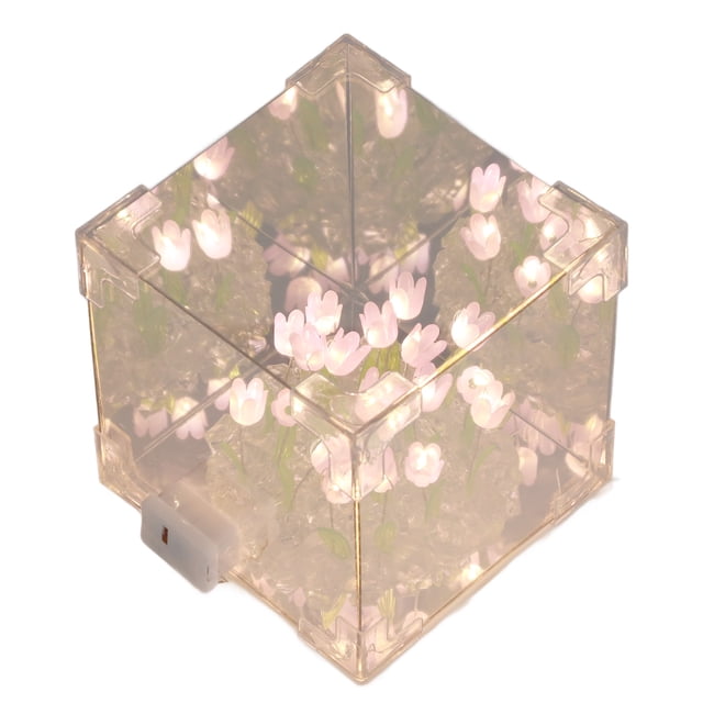 Luz De Noche De Tulipán, Lámpara De Noche Decorativa LED, Lámpara De Mesa De Flores De Tulipanes De Cubo Mágico DIY Para Mujeres Y Niñas