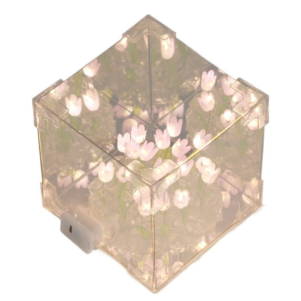 Luz De Noche De Tulipán, Lámpara De Noche Decorativa LED, Lámpara De Mesa De Flores De Tulipanes De Cubo Mágico DIY Para Mujeres Y Niñas