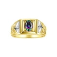 thumbnail image 1 of RYLOS Men's Rings 14K Yellow Gold Rings Designer Weave Band 7X5MM Oval Gemstone & Diamond Ring Alexandrite June Birthstone Rings For Men, Size 11, 1 of 7