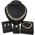 thumbnail image 2 of Women Hugs & Kisses Xo Necklace Ring Bracelet & Earrings set 18k Layered Real Gold Plated #47, 2 of 4