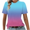 thumbnail image 3 of Ichuanyi Womens Summer Tops Trendy Gradient Color Print Short Sleeve Tshirts Shirts Crew Neck T Shirts Fashion, 3 of 7