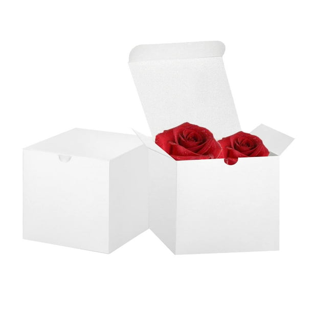 Cajas de regalo Bonfasvo, 30 unidades, 10 x 10 x 10 cm, papel kraft blanco
