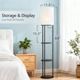 thumbnail image 6 of Foukus 63" Round Shade Floor Lamp with Shelves: Lamp for Living Room with 3 Adjustable Color Temperatures, Display Bookshelf for Home, Bedroom, Study - Black (Bulb Included), 6 of 6