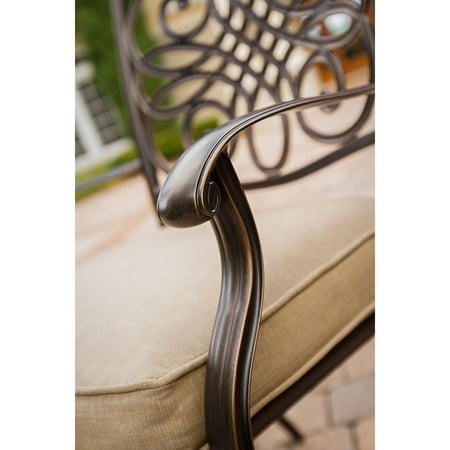Hanover Traditions 5-Piece Dining Set in Tan with 47 in. Glass-top Table