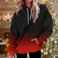 thumbnail image 2 of Tops for Women Trendy Work Winter Loose Fit Hooded Long Sleeve Mitten- Off the Shoulder with Pocket Gradient Print Leisure Cotton Sweatshirts Hoodies(Orange,L), 2 of 5