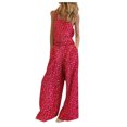thumbnail image 2 of Babysbule Jumpsuit for Women Clearance Women Linen Jumpsuit Casual Suspender Pants Wide Leg Floral Buttons Overalls, 2 of 4
