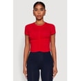 thumbnail image 2 of Womens Ruched Crew Neck Cropped Tee, 2 of 5
