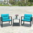 thumbnail image 3 of Patiojoy 3PCS Patio Rattan Wicker Chair Table Set Wicker Rattan Furniture Blue, 3 of 6