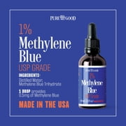 Methylene Blue 1% Liquid – 10 mg per 1 mL Serving – 60mL (2.03 fl oz) – About 60 Servings per Bottle (2 Pack) – Third-Party Tested – Amber Glass Bottle