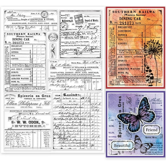 Retro Handwritten Ledger Clear Stamps for DIY Scrapbooking Vintage Words Background Silicone Clear Stamp Seals 21x30cm Transparent Stamps for Cards Making Journal Home Decoration