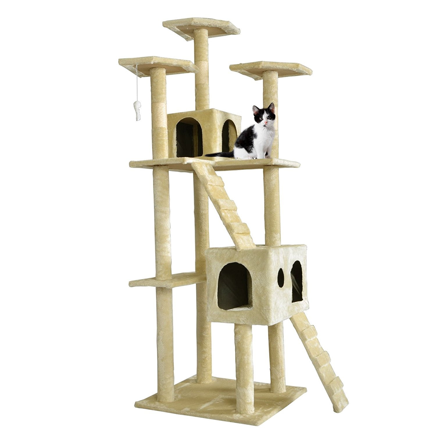 73“ Cat Tree Scratcher Play House Cat Condo Furniture Bed Post Pet House 