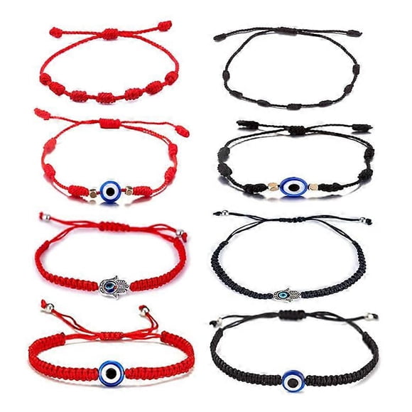 SZTXJ 8 Pcs Bracelets Oeil Porte-Bonheur pour Femmes, Bracelet de Protection pour Hommes Enfants, Bracelet Nazar Énergie Négative Bijoux Oeil Porte-Bonheur, Bracelet en Corde Rouge pour Pro