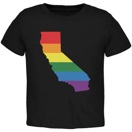 

California LGBT Gay Pride Rainbow Black Toddler T-Shirt - 2T