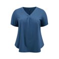 thumbnail image 4 of DARING DIVA Women's Plus Casual Trendy Pleated Shirt Dressy Work Blouse 2X Navy Blue, 4 of 5