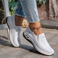 thumbnail image 4 of Slip On Sneakers Women Breathable Mesh Knitted Woven Low Top Walking Shoes Lightweight Wide Width Non-Slip Shoes White 5.5, 4 of 7