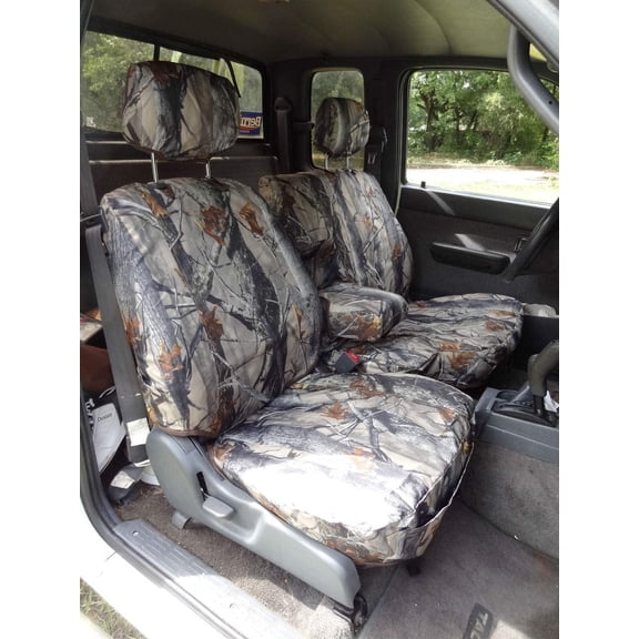 T772 1995-2000 Toyota Tacoma Xcab Front 60/40 Split Bench Seat with Integrated Armrest in XD3C Camouflage Endura