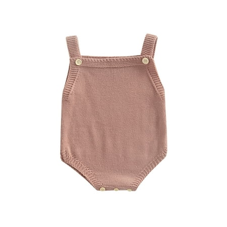 

TheFound Newborn Baby Boy Girl Knit Romper Sleeveless Strap One Piece Knitted Jumpsuit Bodysuit Clothes