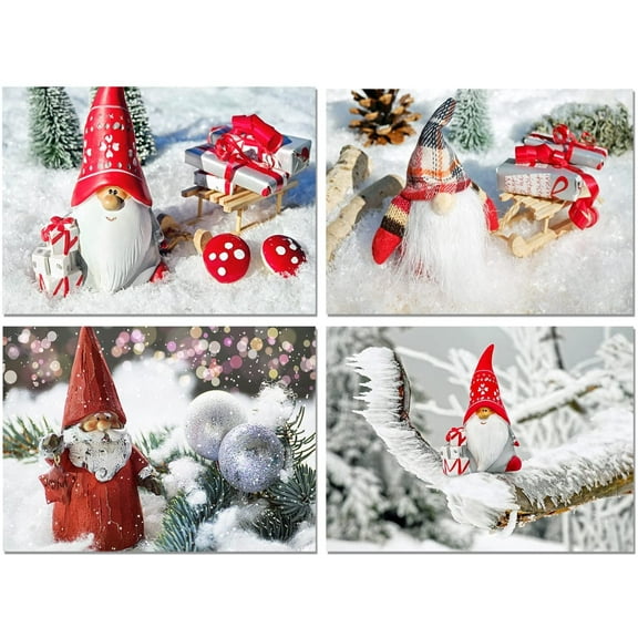 Small World Greetings Christmas Gnomes Cards 12 Count - Blank Inside with Envelopes - A2 Size (5.5”x4.25”) - Happy Holidays, Winter Events, and More