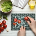 thumbnail image 4 of Celtic Cutting Board, Filigree Style Endless Celtic Knot Pattern with Abstract Style Floral Petals, Decorative Tempered Glass Cutting and Serving Board, Small Size, Black and White, by Ambesonne, 4 of 5