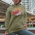thumbnail image 2 of Distressed Love Your Self - Retro Wavy Text Art Merch Gift, Sand Hooded Sweatshirt or Hoodie, XL, 2 of 5