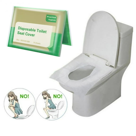 Toilet Seat Covers (10 pack), Disposable Toilet Seat Cover, Flushable and Biodegradable Paper Cover Disposable for Adult and Kids, Great for Airplane, Travel Seats, Public Restroom and Camping