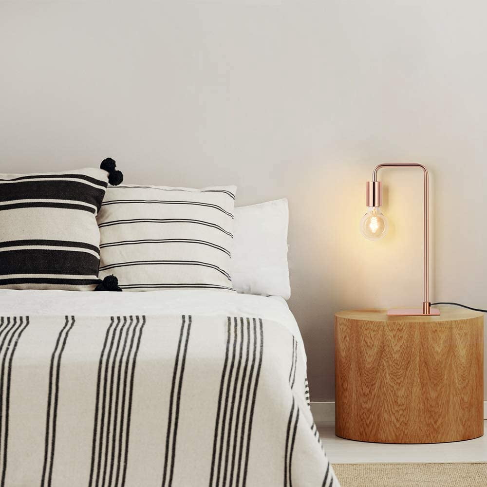 LIANTRAL Table Lamps for Bedroom Bedside Lamps Rose Gold Set of 2