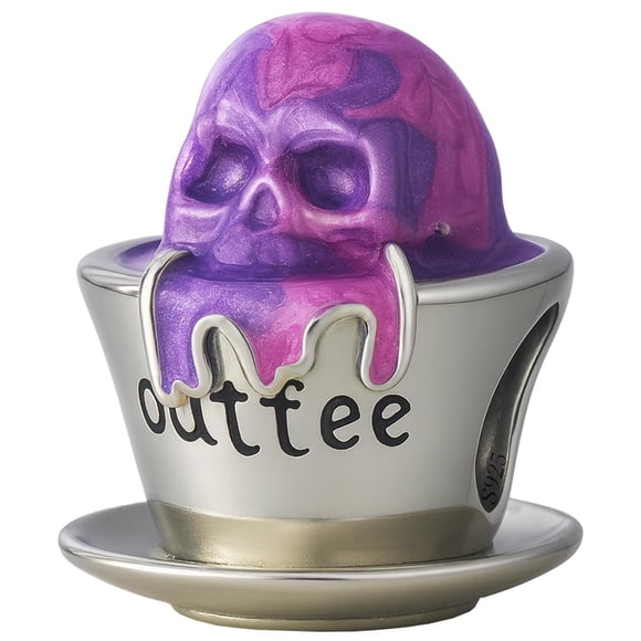 Charm taza calavera púrpura SkullCup01 1Pza Plata S925 Chapa Separador Fijo Taza/Cráneo Plateado/Multicolor Caja Negra 4