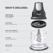 Ninja Food Chopper 2-Cup, One-Touch Pulse, Splash Guard & Storage Lid, Compact Kitchen, NJ100 Gray