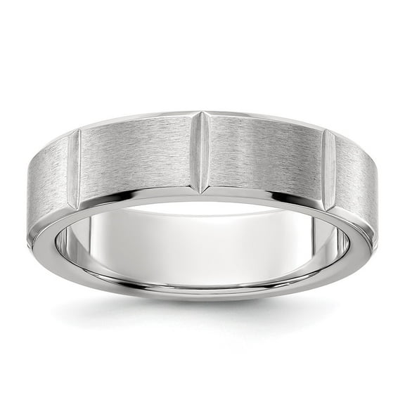Auriga Fine Jewelry Stainless Steel Brushed and Polished Grooved 6mm Men's Band Size 10
