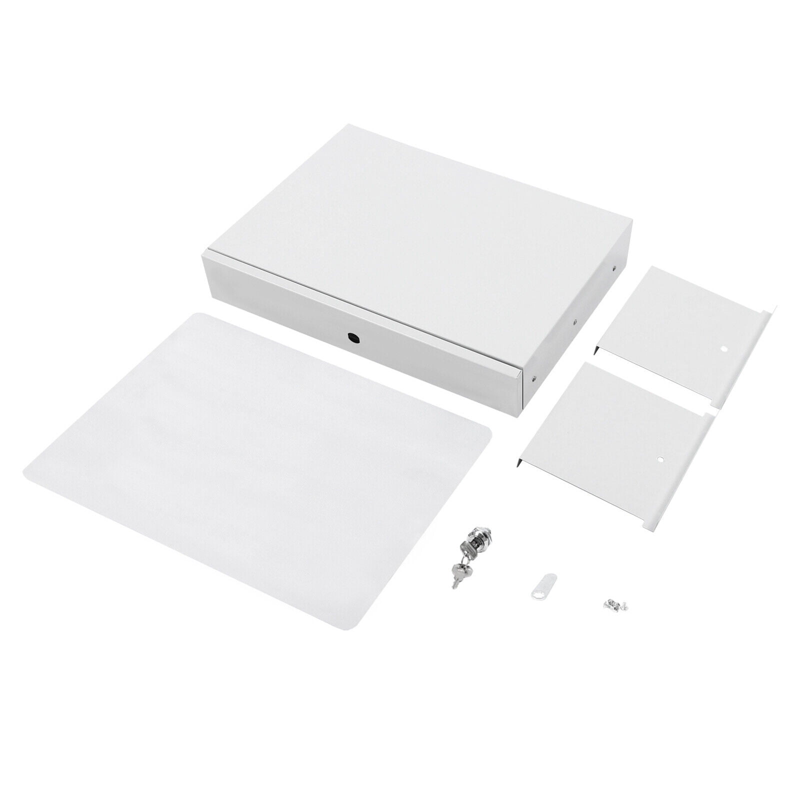 Lockable Sliding Underdesk Drawers Organiser Metal Pull Out Storage Drawer w/ Computer Pad for Office Standing and Standard Desks White