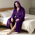 thumbnail image 5 of Sewkxo Mens Robes with Hood Flannel Fleece Bathrobe Full Length Plush Robe Coat Soft Warm Fleece Shower Spa Long Robe,Purple 2XL, 5 of 7