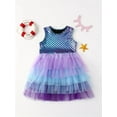 thumbnail image 4 of WIBACKER Mermaid Toddler Tutu Dress Girls Fluffy Tiered Summer Dresses Cute Party Tulle Sundress for Kids 3-7Y, 4 of 10