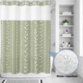 thumbnail image 3 of No Hook Shower Curtain, Modern Minimalist Shower Curtains for Bathroom with See Through Top Window, Farmhouse Leaf Stripes Sage Green Waterproof & Washable Bath Curtain Stall 48"x72", 3 of 9