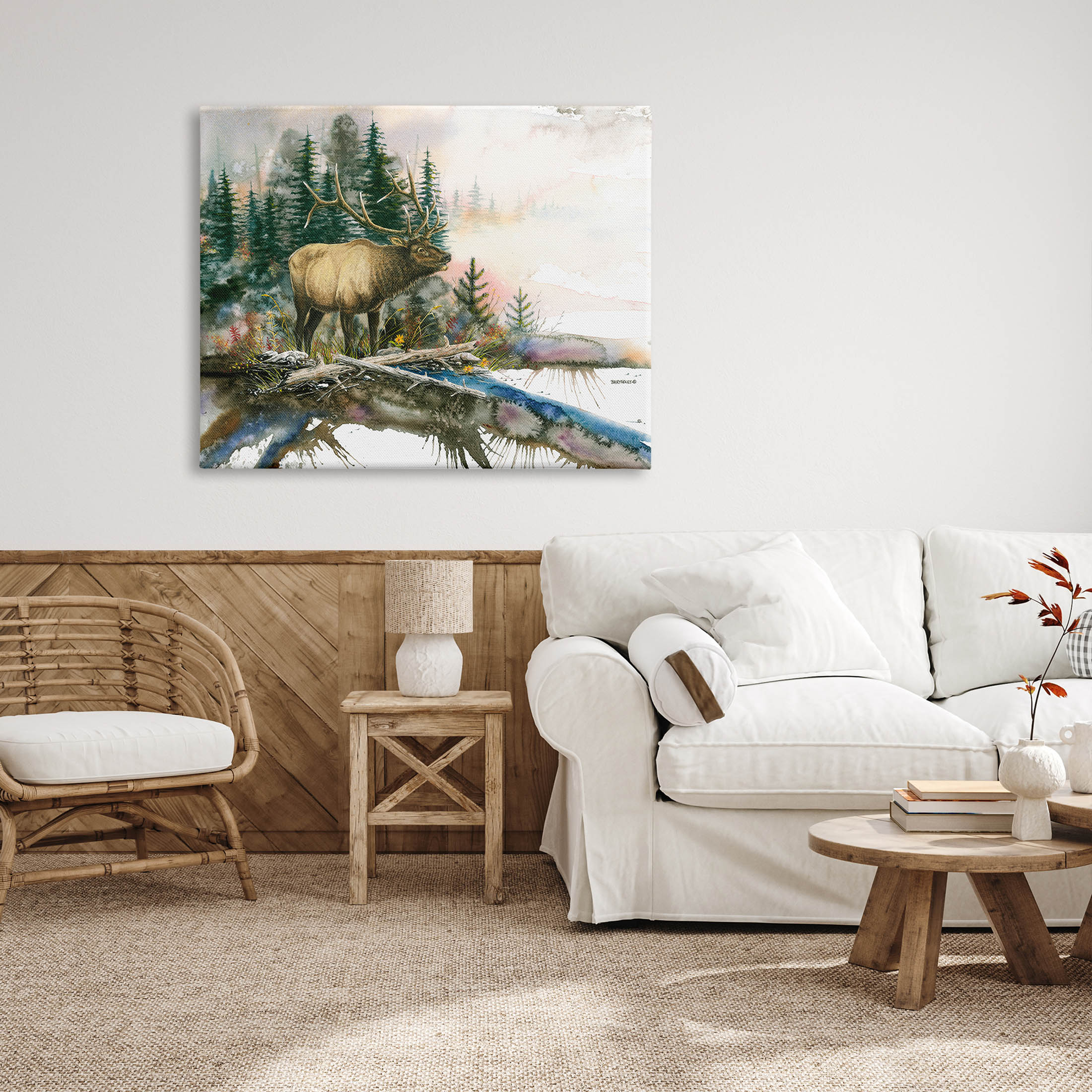 Moose Woodland Nature Composition Animals & Insects Graphic Art Gallery Wrapped Canvas Print Wall Art