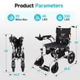 thumbnail image 6 of MediNex Foldable Electric Wheelchair for Adults, 350+ LBS Capacity Lightweight Motorized Wheelchair, 20in Extra Wide Seat, 12Ah Lithium Battery, 20-Mile Range, Silver, 6 of 9