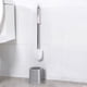 thumbnail image 1 of Juego compacto de cepillos para inodoro con soporte | Limpieza de 360 grados para baños de casa, oficina y escuela | Diseño de plástico rosa o gris | Organización que ahorra espacio, 1 of 6