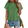 thumbnail image 2 of Mlzmgr Summer Tops for Women Short Sleeve Breathable Crew Neck Loose Comfy Tee Shirts Solid Color, 2 of 4