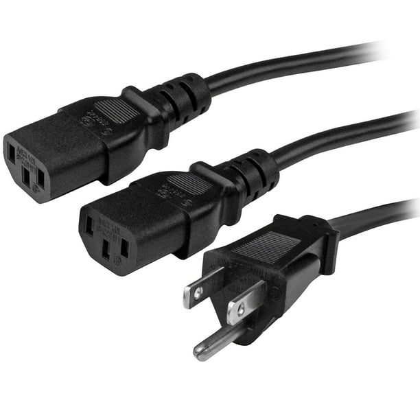 10 ft Computer Power Cord - NEMA 5-15P to 2x C13 - C13 Y ...