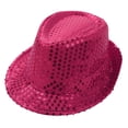 thumbnail image 6 of YiZYiF Girls Metallic Shiny Disco Hippie Jazz Dance Outfits Sequin Tassel Flare Jumpsuit with Hat Set Hot Pink 16, 6 of 7