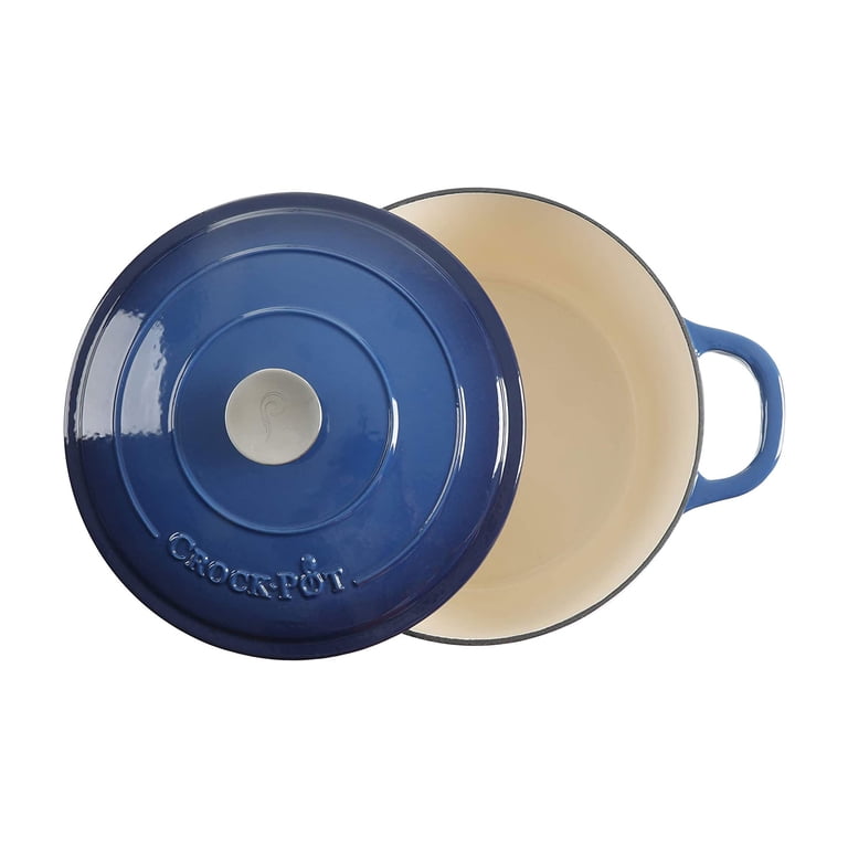 Crock-Pot 7-Quart Enameled Cast Iron Dutch Oven, Blue photo 2
