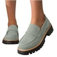 thumbnail image 6 of LOVZFMLL Women's Loafers Shoes Chunky Chunky Penny Loafer Comfortable Slip On Work Office Business Casual Dress Shoes Green 9, 6 of 9