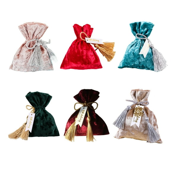 Candy Drawstring Bag Holiday Birthday Celebration Gifts Packing Supplies Candy Party Chocolates Toys Cookies Favors Present Gifts Package Pouch Wine Red
