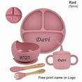 thumbnail image 2 of Personalized Name Baby Feeding Plates Bowl 5Pcs Silicone Tableware Straw Cup Spoon Fork Kids Plate Dishe Newborn Gift Customized, 2 of 7