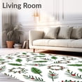 thumbnail image 2 of ODIKA 2'x3' Machine Washable Non-Slip Area Rug, Festive Evergreen Branch Tree Skirt with Holly Berry Accents High Traffic Rug with Pad, Green, 624258, 2 of 8