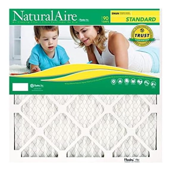 Air Filter 16x25x1 NaturalAire MERV 8 - 3-Pack - HVAC Furnace Filters - Standard Pleated Filters for Home Air Conditioning & Heating Systems