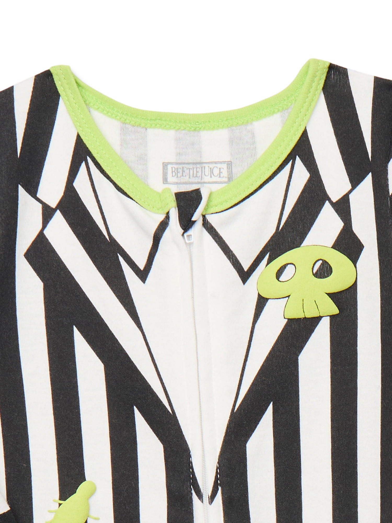 Halloween Beetlejuice Baby Boys or Girls Footed Sleep N Play Pajamas and Bib Set, 2-Piece, Sizes 0M-9M