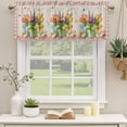 thumbnail image 2 of 2 Pack Valances for Window, Spring Easter Short Curtains for Kitchen Bedroom Living Room, Colorful Tulip Floral Eggs Pink Plaid Rustic Rod Pocket Small Window Treatment Valance Drapes 42 x 12 Inch, 2 of 8