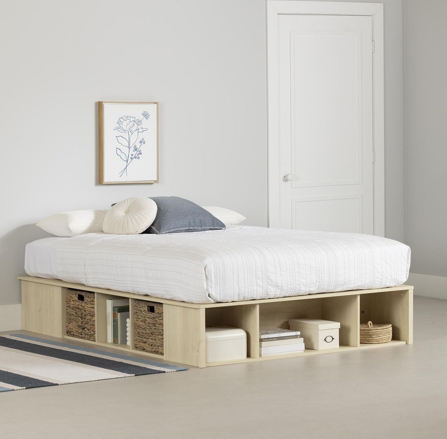 South Shore, Avilla collection, Queen Storage Bed with Baskets